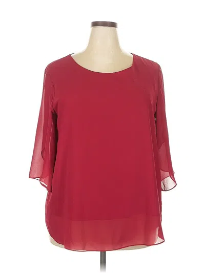 Pre-owned Neineiwu 3/4 Sleeve Blouse In Burgundy