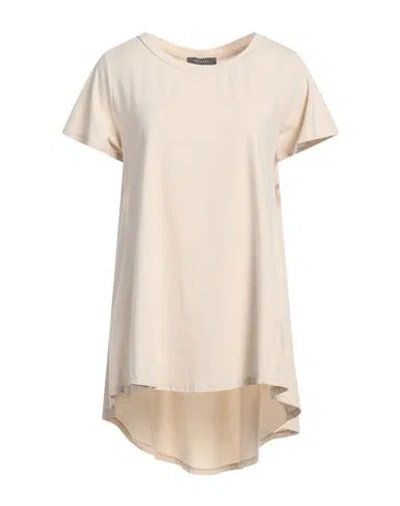Neirami Woman T-shirt Beige Size S Cotton, Elastane