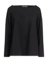 Neirami Woman T-shirt Black Size M Cotton, Elastane