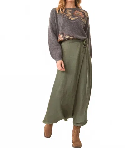Nekane Nkn Passion Long Satin Cross Skirt In Green