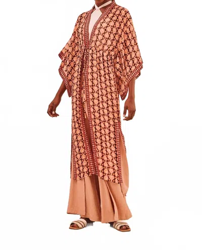 Nekane Terracota Printed Kimono In Neutrals In Multi