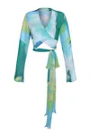 Nelblu Ada Sheer V-neck Top In Bosco