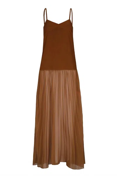 Nelblu Brisa Linen Strap Maxi Dress In Marrón