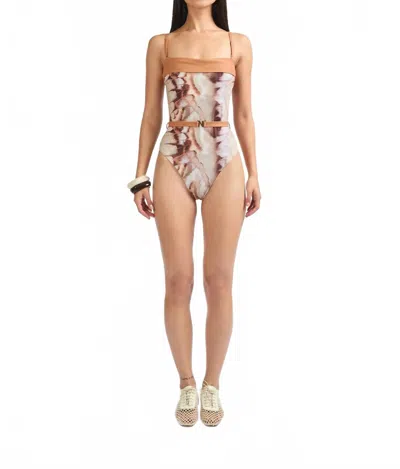 Nelblu Caliz One Piece Print Swimsuit In Café In Multi