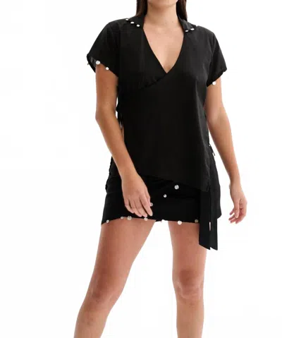 Nelblu Carey Kimono-style Wrap Top In Black
