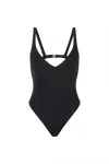 Nelblu Fuente Plunging V-neck One Piece In Shira Nero