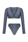 Nelblu Inocencia V-neck Two-piece Swimsuit In Shira Grey