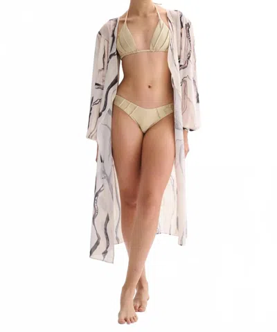 Nelblu Kimono Classic Long Kimono Dress In Print Blanco In Brown