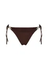 Nelblu Petalo Side Tie Cheeky Bikini Bottom In Chocolate