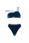 Nelblu Rocio Asymmetrical Bikini Set In Blue Velvet