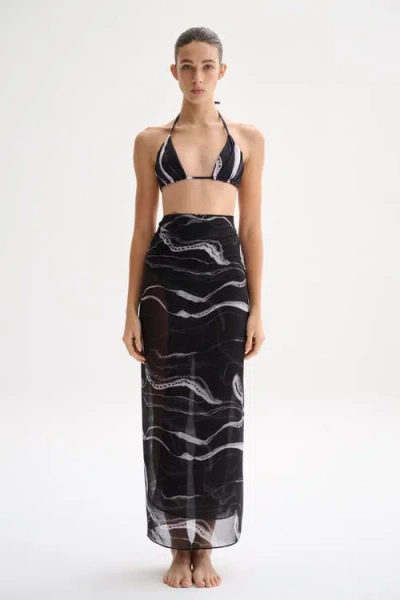 Nelblu Swimwear Pareo Print Skirt In Black
