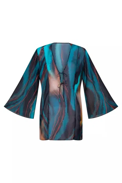 Nelblu Vestido Brisa Long Sleeve Mini Dress In Cosmos