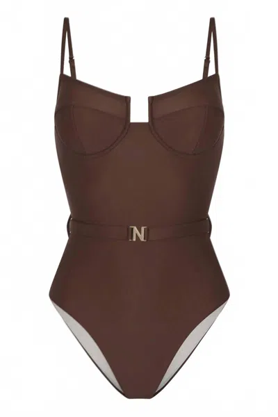 Nelblu Women's Arena High-leg One Piece In Arabica In Brown
