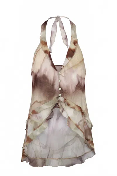 Nelblu Women's Atlas Halter Chiffon Top In Print Cafe In Multi