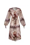 Nelblu Women's Brown Kimono Dress Print Cafe In Brown