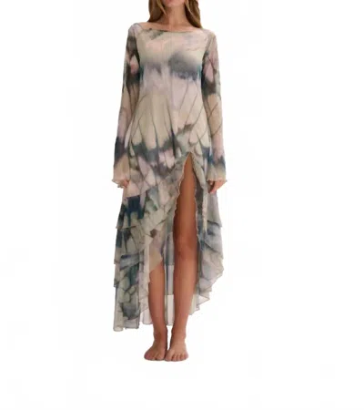 Nelblu Women's Chapola Maxi Mesh Dress In Print Sage In Gray
