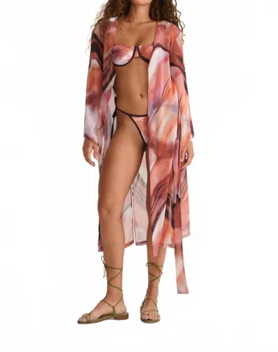 Nelblu Women's Classic Long Kimono Dress In Print Rosa In Multi