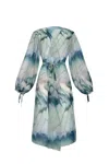 Nelblu Women's Green Kimono Dress Print Sage In Green