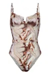Nelblu Women's Neutrals / Brown Arena One Piece Print Cafe In Brown
