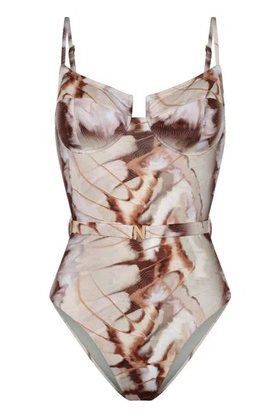 Nelblu Women's Neutrals / Brown Arena One Piece Print Cafe