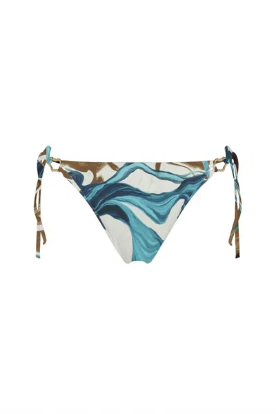 Nelblu Women's Petalo Side Tie Cheeky Bikini Bottom In Olas Verdes