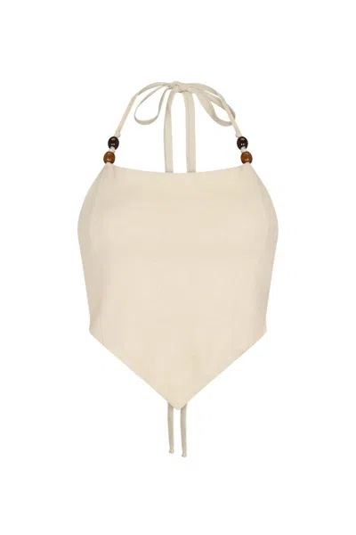 Nelblu Women's Tropical Bandana Top In Ecru In Neutral