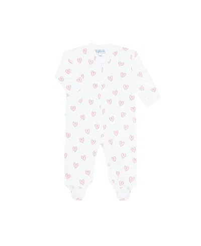 Nellapima Blue Heart Print Zipper Footie - Baby In Pink Heart Print