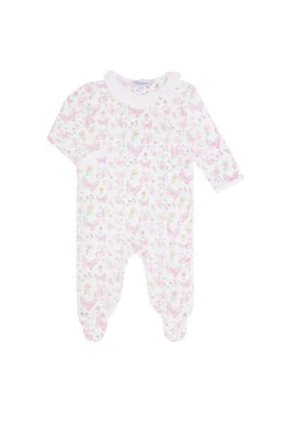 Nellapima Babies'  Butterflies Print Crossover Footie In Pink