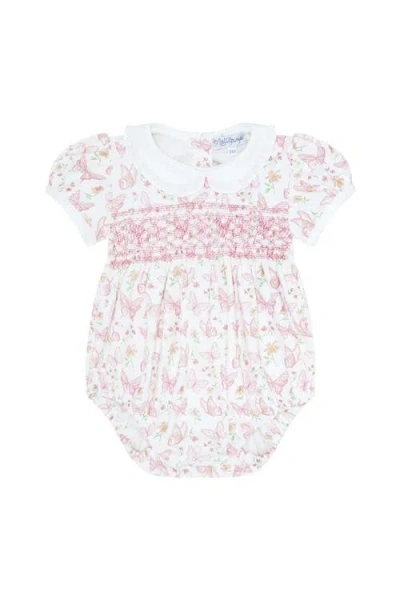 Nellapima Babies'  Butterflies Print Smocked Bubble In Pink