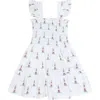 Nellapima Lighthouse Print Gathered Dress In White