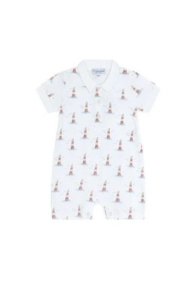 Nellapima Babies'  Lighthouse Print Romper Short Sleeve In Blue