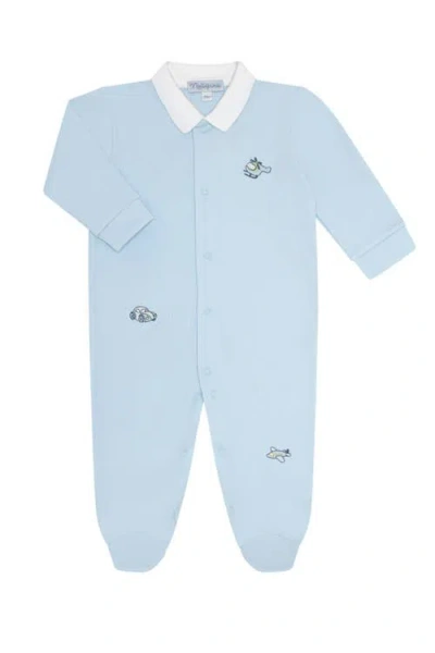 Nellapima Babies'  Mini Voyages Embroidery Snap Footie In Blue