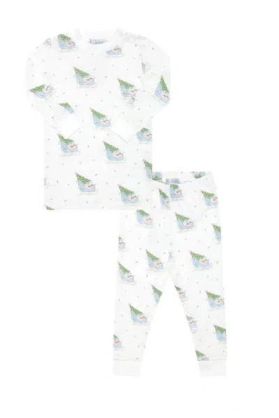 Nellapima Kids'  Pima Cotton Christmas Merry Sleighs Pajama In Pink