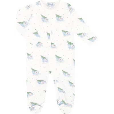Nellapima Kids'  Pima Cotton Christmas Merry Sleighs Zipper Footie In White