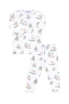 Nellapima Pima Cotton Christmas Toile Girl's Pajamas In Red