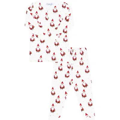Nellapima Kids'  Pima Cotton Santa Print Pajama In White