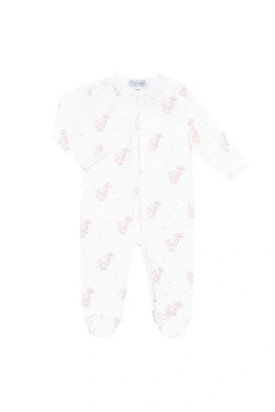 Nellapima Babies'  Pink Elephant Zipper Footie In White