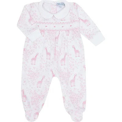 Nellapima Babies'  Pink Giraffe Print Smocked Footie
