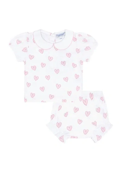 Nellapima Babies'  Pink Heart Print Diaper Cover Set In White