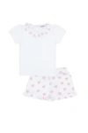 Nellapima Pink Heart Short Set In White
