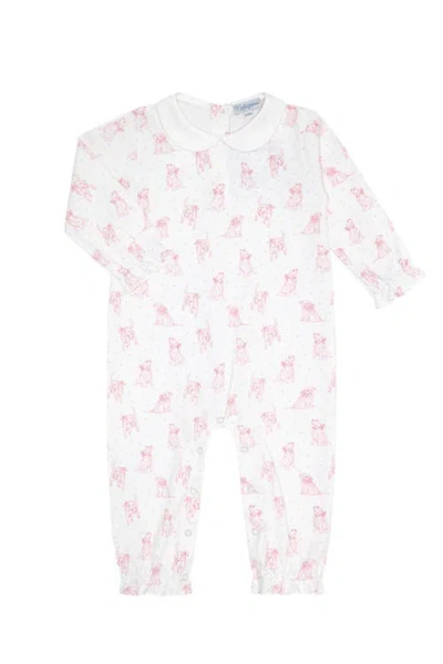 Nellapima Babies'  Pink Puppy Love Print Romper Long Sleeve