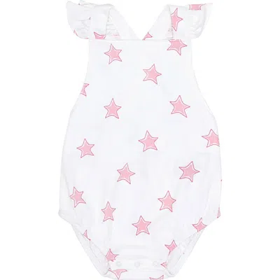 Nellapima Babies'  Pink Stars Print Ruffle Bubble In White
