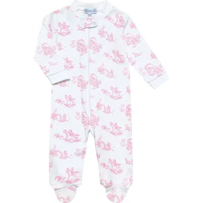 Nellapima Babies'  Pink Toile Zipper Footie In Blue