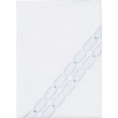 Nellapima Signature Smocked Boys Receiving Blanket In White
