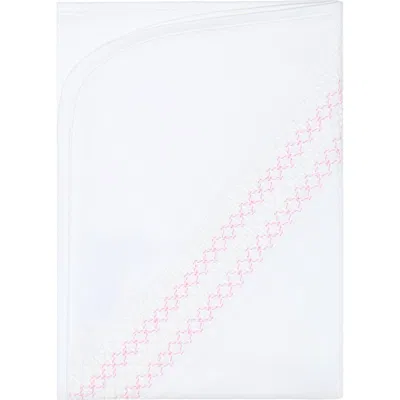 Nellapima Signature Smocked Girls Receiving Blanket In White