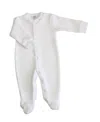 Nellapima Unisex Basket Weave Baby Footie - Baby In White Picot Trim