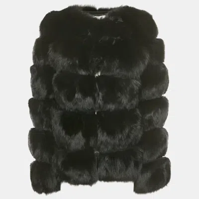 Pre-owned Nellie Studio Black Fox Fur Jacket M