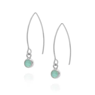 Nellou Jewellery Women's Amazonite Gem Dot Arc Earrings - Silver
