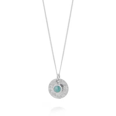 Nellou Jewellery Women's Amazonite Luna Disc Necklace - Silver
