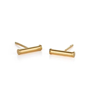 Nellou Jewellery Women's Bar Stud Earring Gold Plated Sterling Silver